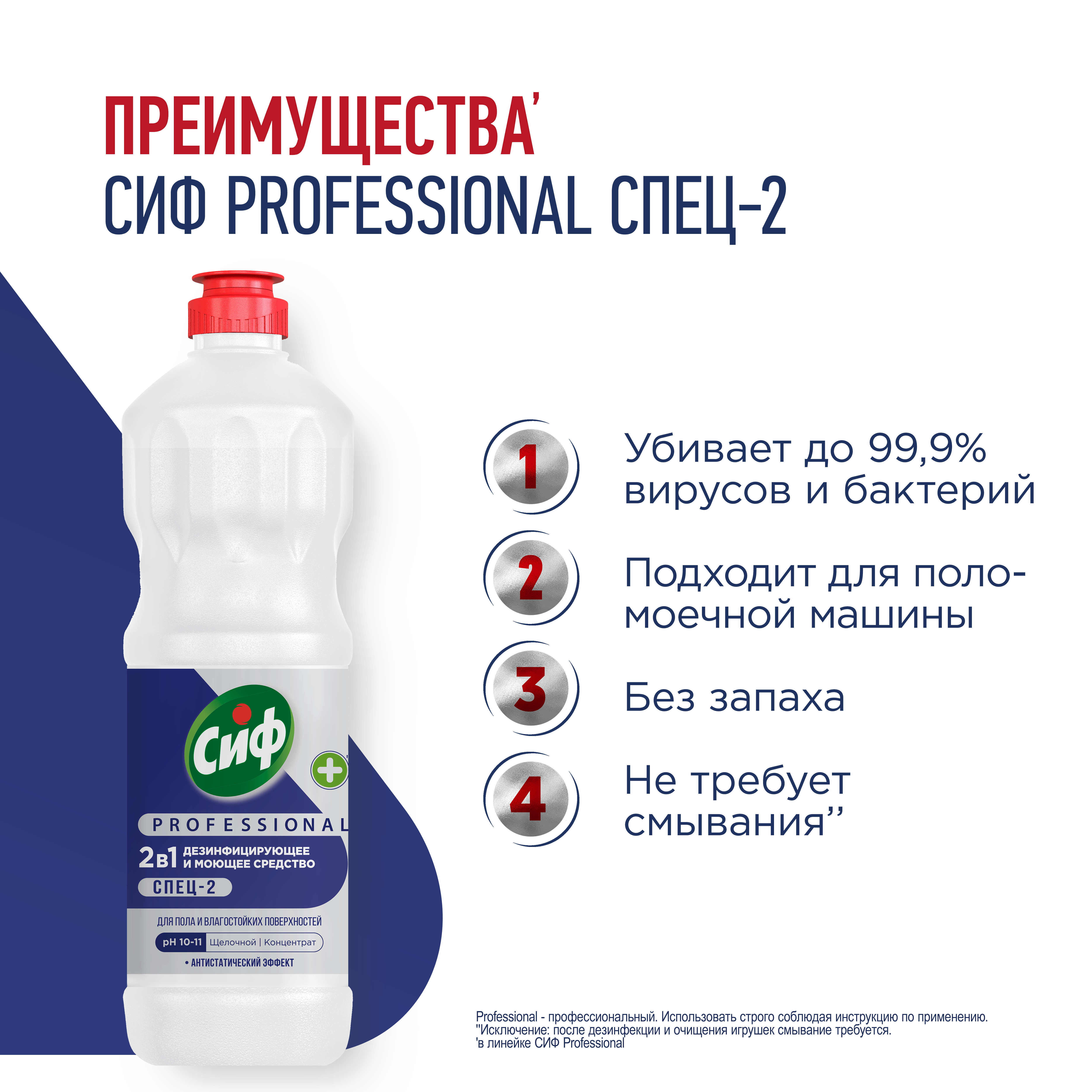 СИФ PROFESSIONAL СПЕЦ-2 СРЕДСТВО МОЮЩЕЕ ДЕЗИНФИЦИРУЮЩЕЕ КОНЦЕНТРИРОВАННОЕ 12Х1Л 