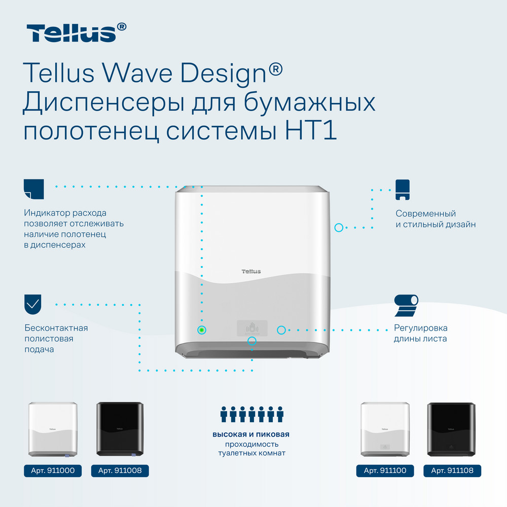 Tellus Matic Solution® диспенсер для полотенец в рулонах с сенсором, белый