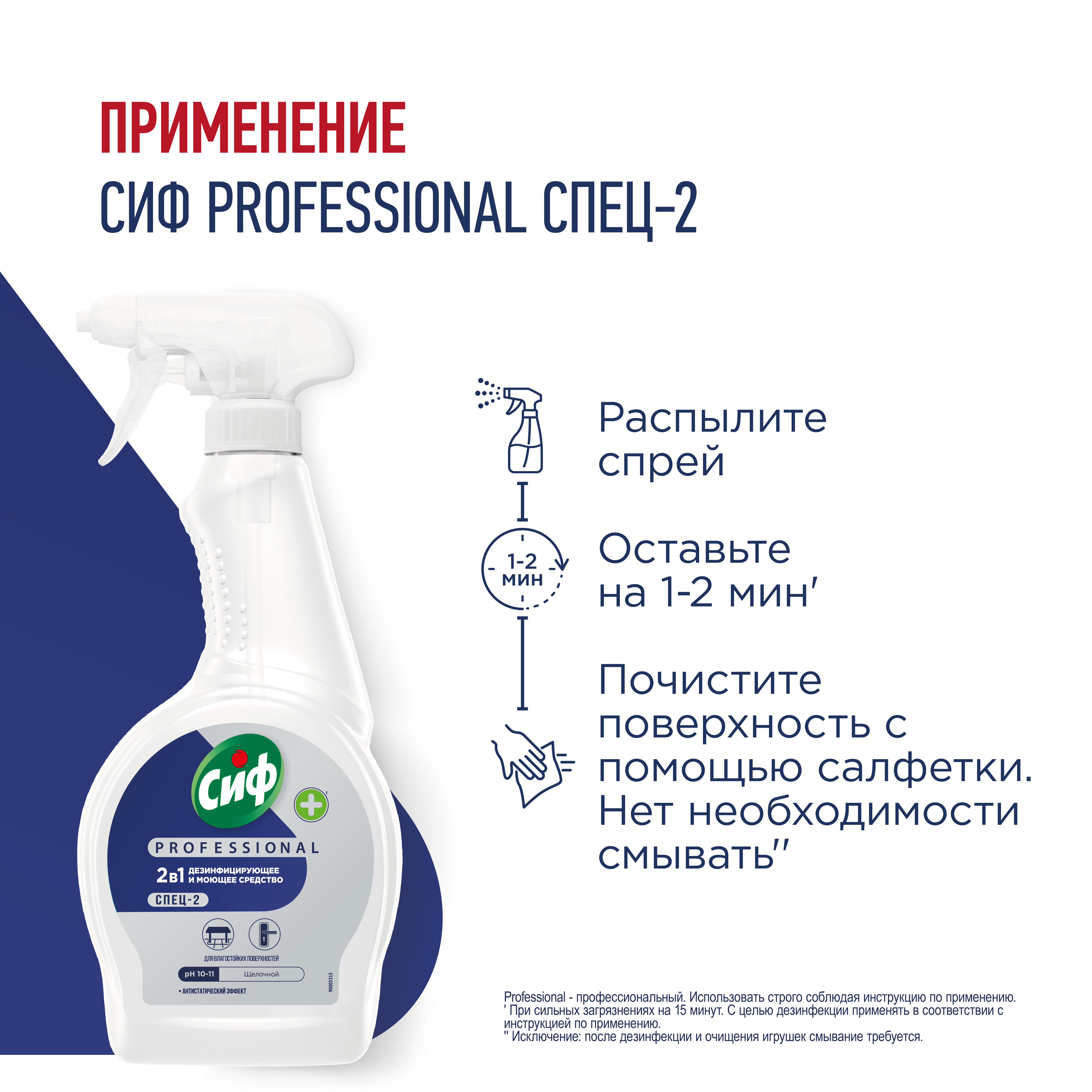 СИФ PROFESSIONAL СПЕЦ-2 СРЕДСТВО МОЮЩЕЕ ДЕЗИНФИЦИРУЮЩЕЕ СПРЕЙ 12Х500МЛ
