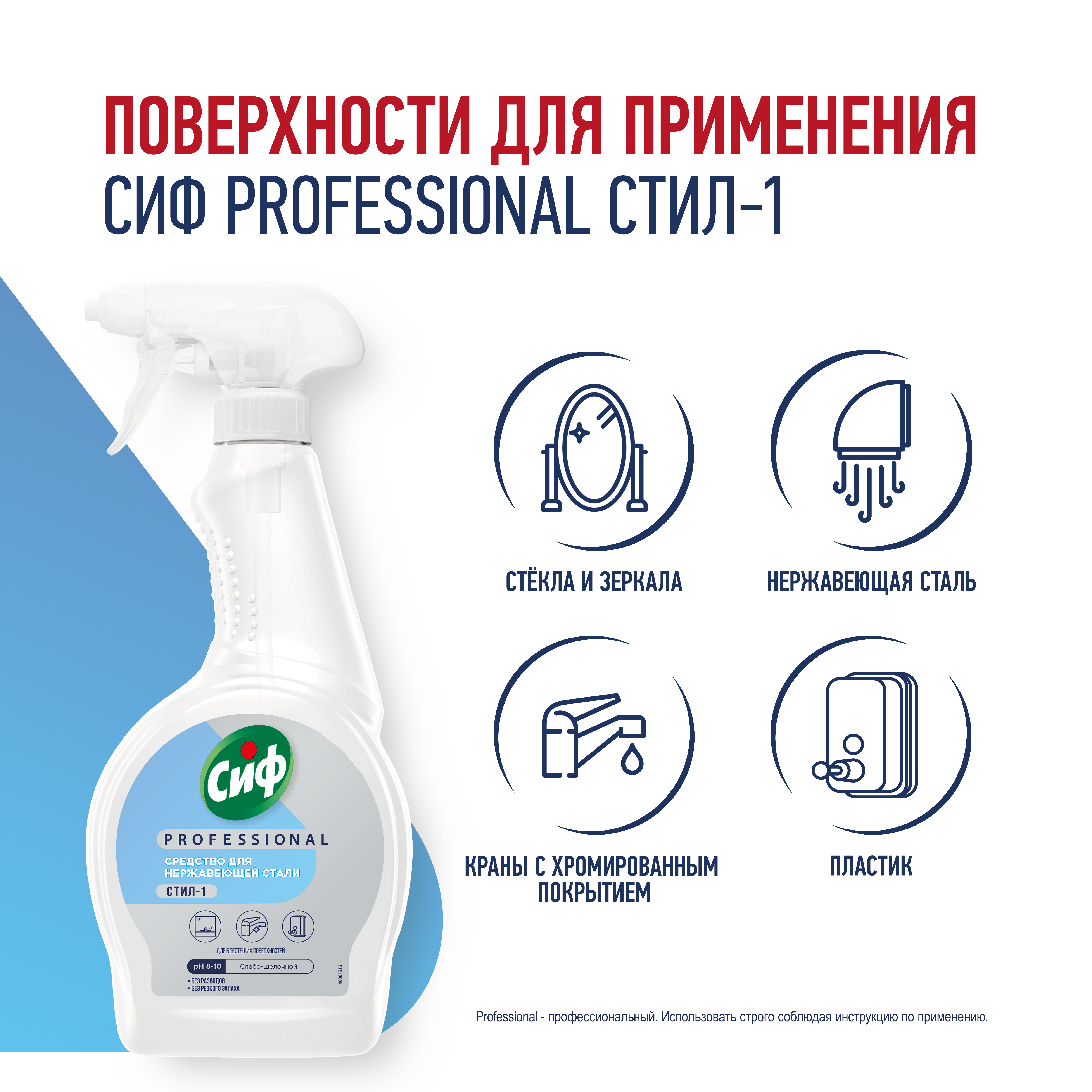 СИФ PROFESSIONAL СТИЛ-1 ДЛЯ НЕРЖАВЕЮЩЕЙ СТАЛИ И СТЕКОЛ 12Х500МЛ