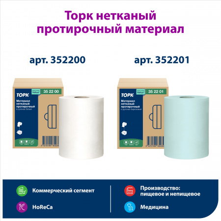 Материал нетканый Торк Комфорт 1сл 100м 63гр/кв.м в рул.протир.повыш прочности бирюзовый/1