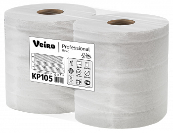 Полотенца Veiro Professional Basic в рулоне с центр вытяжкой 1сл 300м белый (6рул в коробе)