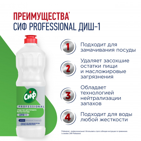 СИФ PROFESSIONAL ДИШ-1 СРЕДСТВО ДЛЯ РУЧНОГО МЫТЬЯ ПОСУДЫ 12Х1Л           