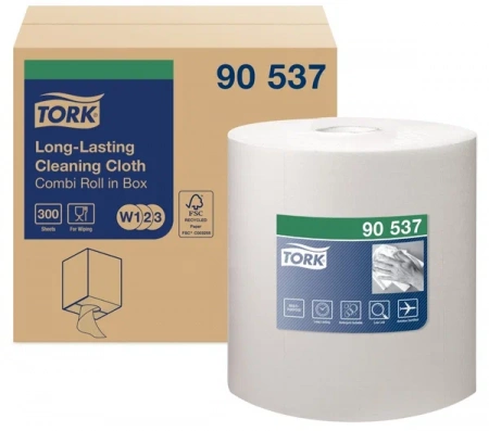 Материал нетканый Tork Premium 1сл 300л д/интенсивной очистки со съемной втулкой малый рулон белый