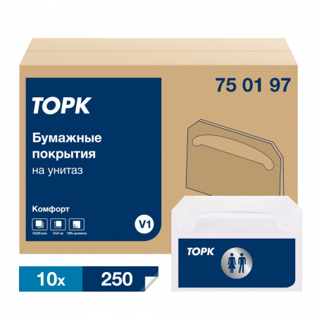 Покрытия на унитаз Торк Комфорт V1 250л бумажные белые/10