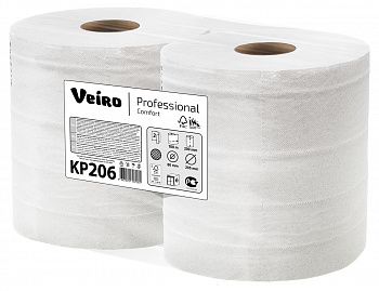 Полотенца Veiro Professional Comfort в рулоне с центр вытяжкой 2сл 180м белый (6рул в коробе)